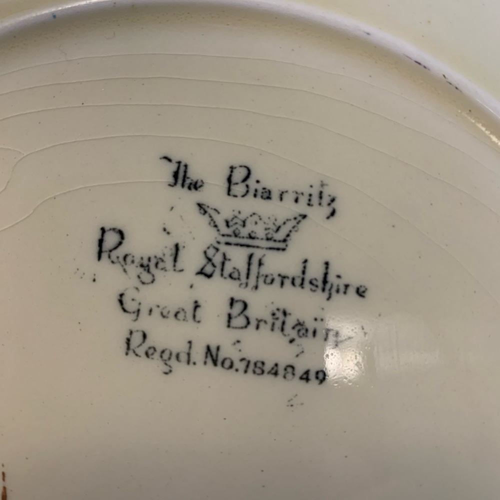 Vintage MCM Royal Staffordshire Biarritz Plate-Tray w/ Blue Gold Floral Design - Picture 3 of 4